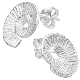 Vinani 2OSS Spiral Stud Earrings Curved Shiny 925 Sterling Silver Snail Earrings, Sterling Silver, No Gemstone