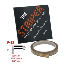CP CAR PRETTY LLC AUTOMOTIVE ACCESSORIES Finesse The Striper Pinstripe Stencil Tape- F-12 (1/8" Line, 3/16" Space, 1/8" Line) Stencil for Painted Pinstripe for Cars and Trucks (42 Feet)