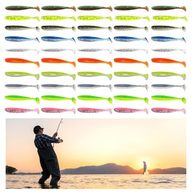 MIPIACE 50 PCS Fishing Lures Artificial Soft Fishing Lures 7 cm Soft Plastic Lures T-Tail for Fishing Bass Walleye Perch Crucian Carp for Fishing Accessories