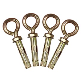 Napredak M6 Shoulder Eye Bolts Anchor, 3/8" x 1-1/2" Screw Expansion Sleeve Bolt with Ring, 3.38" Length Carbon Steel Concrete Wall Brick Anchor Fastener (4 pcs)
