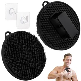 Exfoliantes Corporales De Silicona, Con Cerdas Intensivas Y Mango Cómodo, Esponja De Silicona Súper Espumosa Y De Limpieza Profunda Para Usar En La Ducha (Negro X 2)