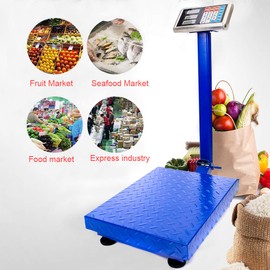 Goujxcy 300KG/661lbs Weight Electronic Platform Scale Digital Heavy Duty Shipping and Folding Postal Scale with 15.75 x 21.65" Durable Large Platform,Industrial Grade Bench Scale (Blue)