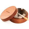 Ashtray with Lid, Stylish, Combined with Wooden and Stainless Steel,