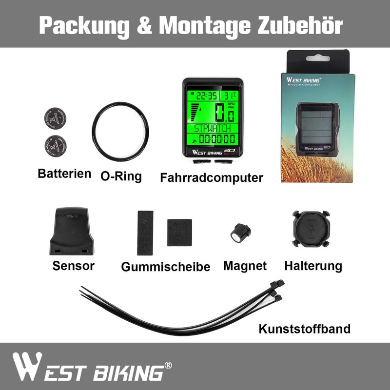 ICOPRO Bicycle Computer Bike Odometer Wireless Waterproof Large LCD Screen