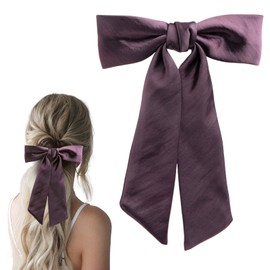 SXQLYH Satin Bow Hair Clip, Women's Hair Clips with Large Bow Acetate Satin, Women's Hair Bows, French Hair Clips, Ballerina Bow, Soft, Silky and Shiny (Purple)