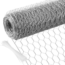 Chicken Wire 15.7 in x 590.5 in Poultry Wire Netting Hexagonal Galvanized Mesh Garden Fence Barrier for Pet Rabbit Chicken Fencing with 100 Pcs Cable Zip Ties