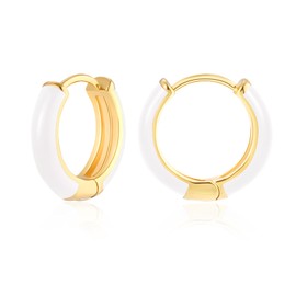 MESOVOR Small Golden Hoop Earrings for Women, 18 Carat Gold-Plated Lightweight Huggie Earrings, Hypoallergenic Enamel Earrings Gifts for Girls, Gold, brass, No Gemstone