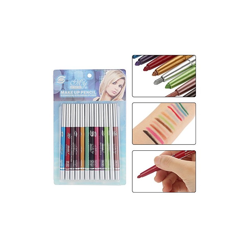 Set de Eyeliner Impermeable de 12 Colores de Larga Duración,