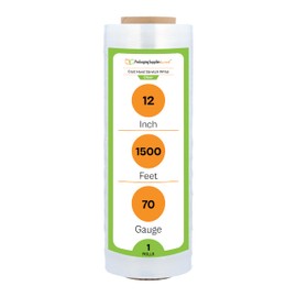 PSBM Stretch Wrap, 12 Inch x 1500 Feet, 70 Gauge, Clear Plastic Cling, Cast Hand Stretch Film 1 Roll for Packaging Moving Packing Pallets