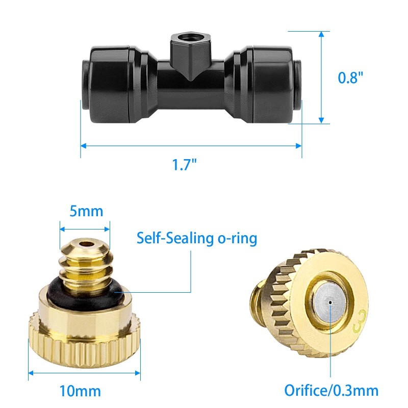 Petutu 20 Pack Brass Mister Nozzles with 20 Pack Misting