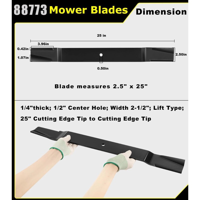 for Bush Hog 88773 82325 Blades 72" Cut Finish Mower