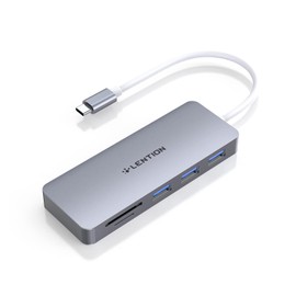 LENTION Hub USB C con 3 USB 3.0, Lector de Tarjetas SD/Micro SD, USB C Hub para 2016-2023 MacBook Pro, Nuevo Mac Air/Surface, más (CB-C15, Gris Espacial)