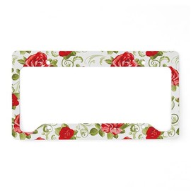 CafePress Vintage Floral Pattern License Plate Holder Aluminum License Plate Frame, License Tag Holder