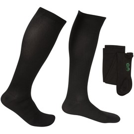 EvoNation Men's Knee High Medical Quality Support Socks - Graduated Compression 15-20 mmHg Moderate Pressure for Circulation - USA Made (Large, Black)