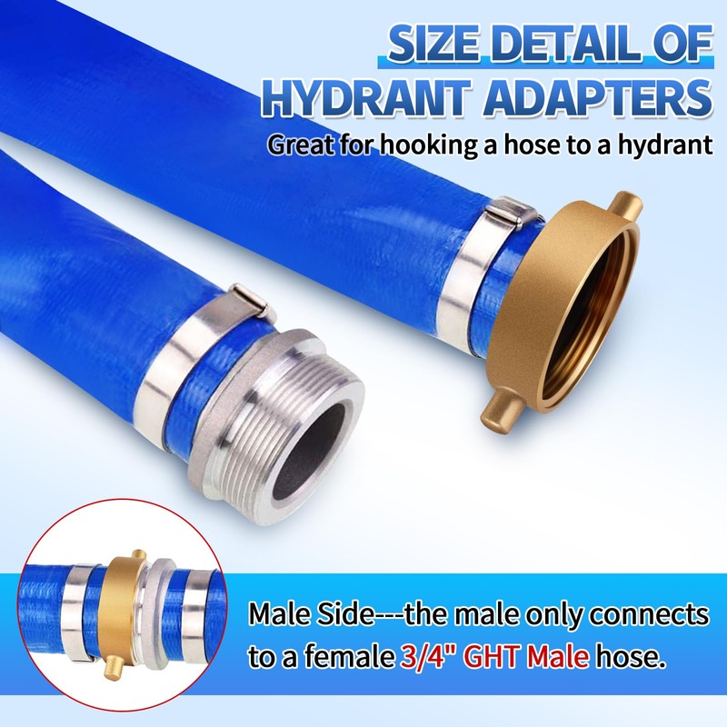 Brass Fire Hydrant Adapter, 2-1/2" NST Female x 3/4" GHT