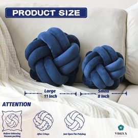 VBGYA Knot Pillow Ball, Soft Decorative Throw Pillows Cushion, 11 Inch Round Plush Knotted Pillows Navy Blue Pillow, Modern Home Throw Knot Decorative Cushion for Bedroom, Sofa, Couch