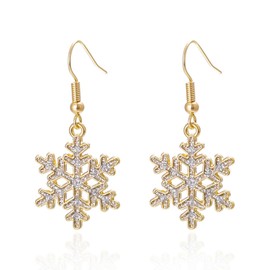 Christmas Snowflake Earrings for Women Sparkling Snowflake Dangle Drop Earrings Xmas Festival Birthday Party Inquiry Jewelry (White)