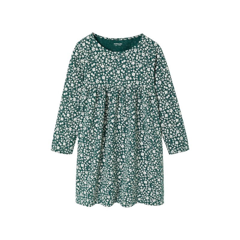 Vertbaudet Girls Sweat Jacket & Floral Dress Set, grey