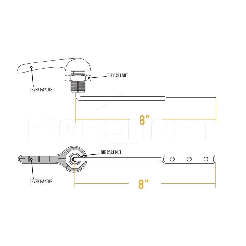 HIGHCRAFT 5335 3113 Replacement Toilet Flush Lever Handle, Chrome