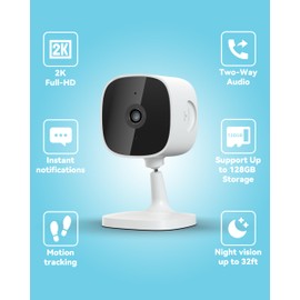 Swann EVO 2K Indoor Wi-Fi Security Camera: 2K HD Video, Compact Plug-in, Sound/Motion/pet/Person Detection, Live View, Night Vision, 2-Way Talk & Siren, Baby Monitor, Local/Cloud Storage, Easy Setup