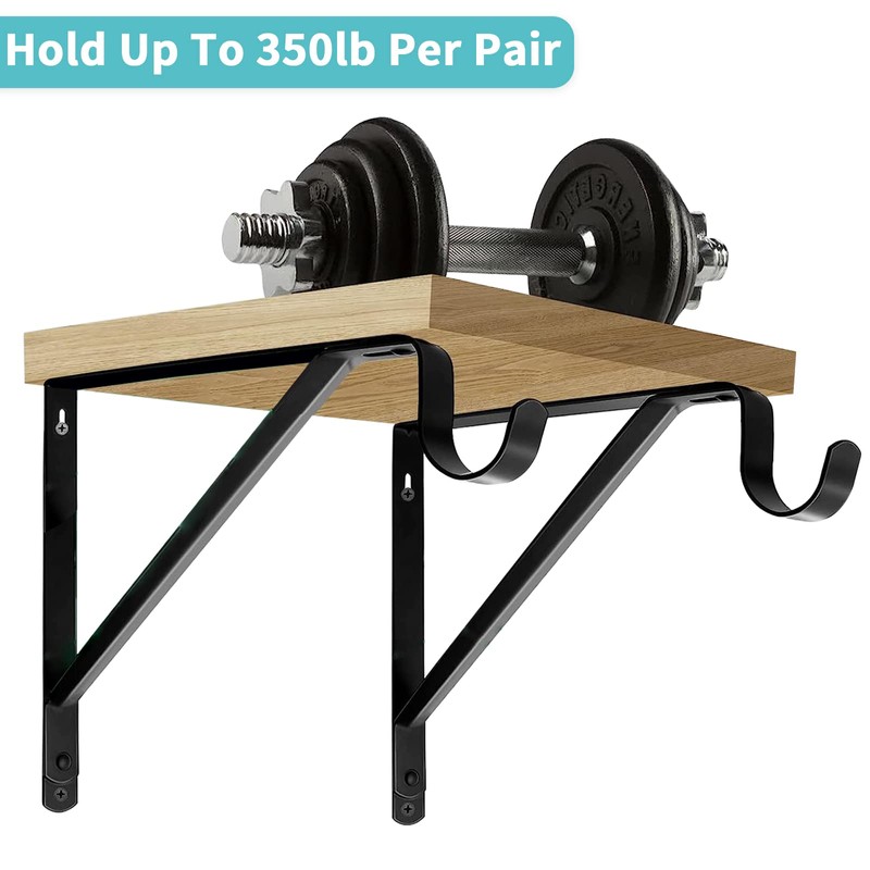 Heavy Duty Closet Bracket Support, Black Wall Mounted Shelf &