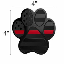 Dog Paw Foot Metal Hitch Cover with Anti-Rattle Pin Bolt (Fits 2" Receiver, Black with Red Line)
