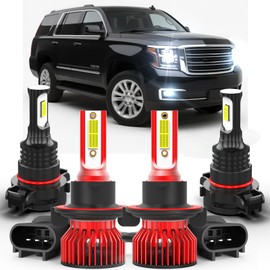 YXQQHY Fit for GMC Yukon 2007-2014 High Low Beam, 600% Brightness LED Fog Lights,6500K White Plug-and-Play Super Bright Lights Bulbs, 4Pcs Led Bulb
