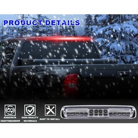 PIT66 LED 3rd Brake Light, Compatible with 99-06 Chevy Silverado 1500 2500 3500/99-06 GMC Sierra 1500 2500 3500/07 Chevy Silverado 1500 2500 3500 2500 HD Classic Brake Lamp Clear Lens Chrome Housing