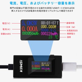 YFFSFDC USB Voltage Current Checker, USB C Tester, Color Screen, Bi-Directional, Current, Voltage, Temperature, Electricity Time, Capacity, Impedance, etc. 4-30V/0-6.5A, Quick Charge QC2.0, 3.0 USB