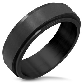 ZENSE - Rotating ring for men in matt black color ZR0157