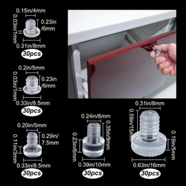 GORGECRAFT Pack of 150 5 Style Glass Top Table Bumpers, Transparent Rubber Glass Bumpers, Kitchen Cabinet Bumpers, Anti-Collision Pad for Embedded Table Top Furniture, Transparent