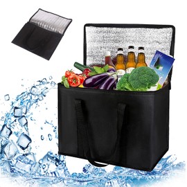 Foldable Cool Bag, 35 L Thermal Bag, Picnic Bag, Cool Bag, Large Cool Bag, Car Cool Bag, Ice Bag, Lunch Bag, Cool Box for Picnic (Black