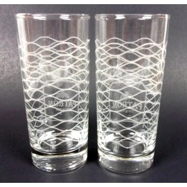 Patron Pair (2) New Patron Tequila Highball Glass Tom Collins Cocktail Tumbler Bee Logo