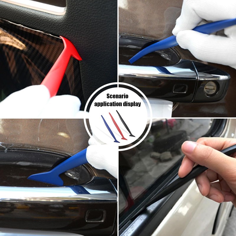 GLSOWEE 3PCS Car Micro Squeegee Curves Slot Tint Tool Set,