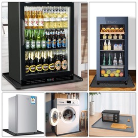 QinSuiKai Mini Fridge Silicone Mat with Raised Edges, 24" x 24" x 0.8" Mini Fridge Drip Tray, Mini Refrigerator Carpets Floor Protector (24" Black No Base Raisers)