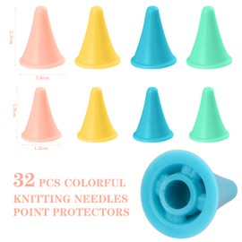 32 Pcs Knitting Needle Stoppers Colorful Knitting Needles Point Protectors Knitting Needles Cap Knitting Accessories Knit Needle Tip Covers Stoppers for Knitting Sewing DIY Project