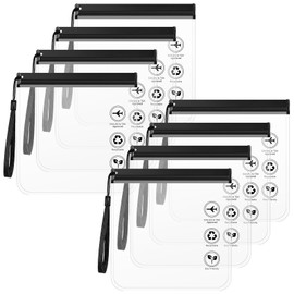 YAMAIDUO Pack of 8 Aeroplane Liquid Bags, Hand Luggage, 20 x 20 cm, 1 Litre Travel Cosmetic Bag, TSA Approved, Waterproof, Leak-Proof Toiletry Bag, Transparent with Handle, Air Travel Accessories