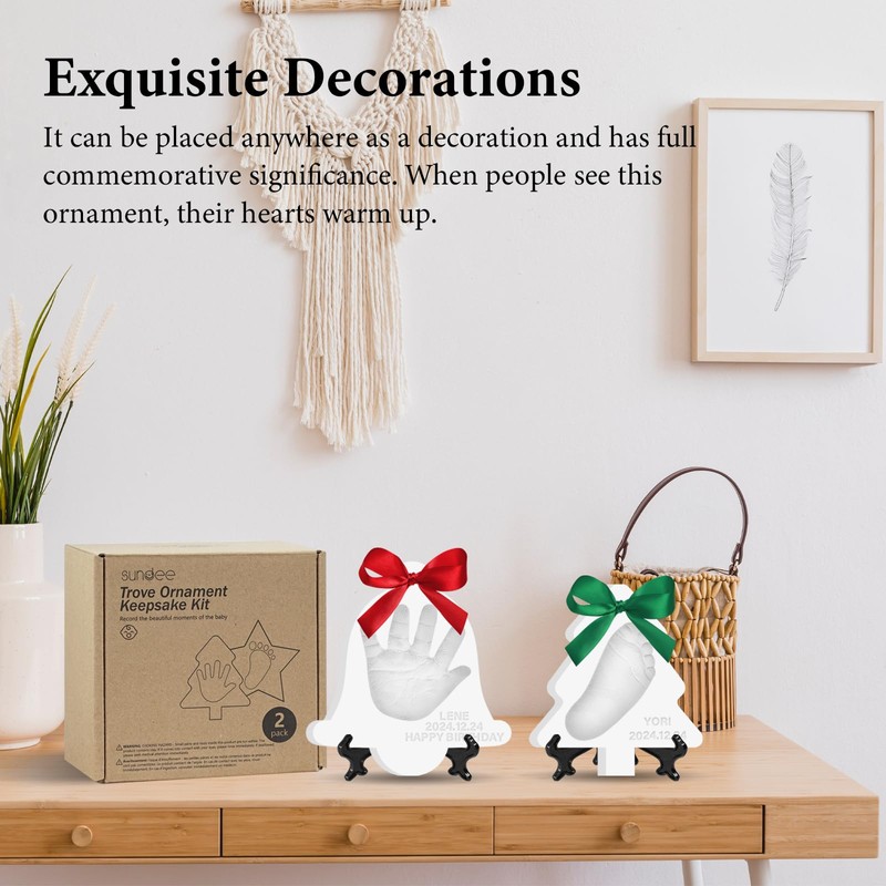 Baby Ornament Keepsake Hand and Footprint Kit Casting for Newborn