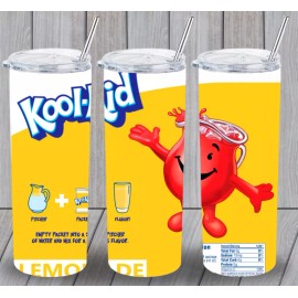 Unbranded Kool-Aid Lemonade Drink Multicolor 20oz Insulated Tumbler Lid Plastic Straw New