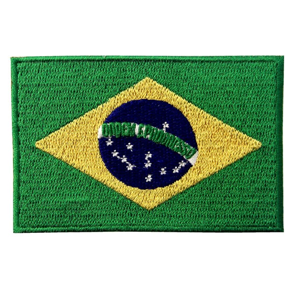 Brazil Flag Embroidered Brazilian Brasil National Emblem Iron On Sew