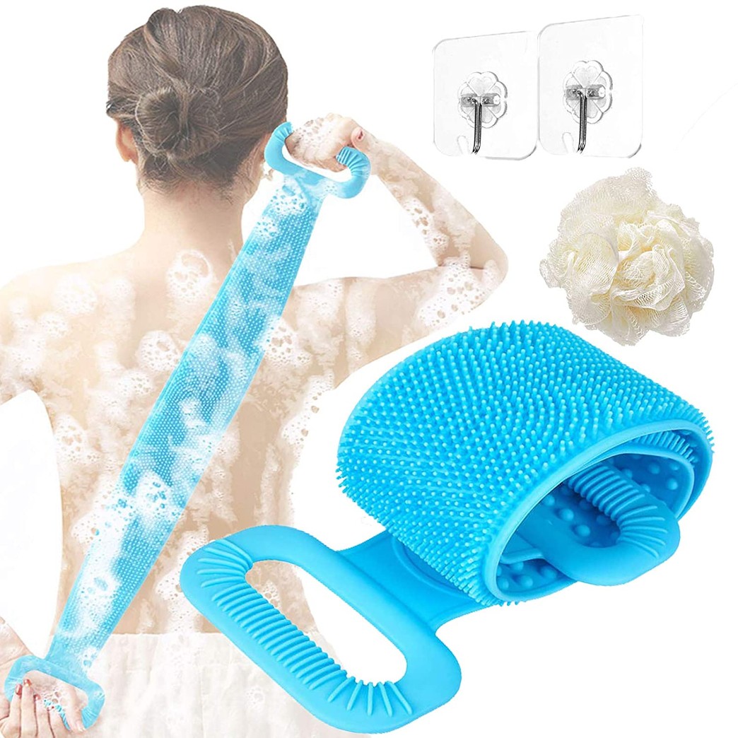 Back Scrubber for Shower, 35.5 inch Extra Long Silicone Bath Body Brush, Exfoliating Brush for Men and Women, Massage experience,Bacteria-proof,Strong Cleaning,Skin Friendly Body Scrubber