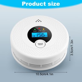 2 Pack Smoke Detector Carbon Monoxide Detector Combo with LED Indicator Lights, LCD Display & 85dB Alarm, Battery-Operated Smoke Alarm and CO Detector for Home, Kitchen, Basement, Bedroom, Office