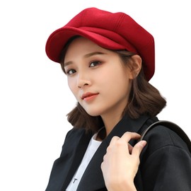CHENGZI Womens Visor Beret Newsboy Hat Cap for Ladies (Red)