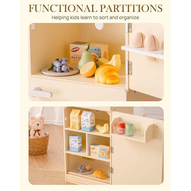 Robud Kids Play Fridge Realistic Refrigerator with Food Children Pretend