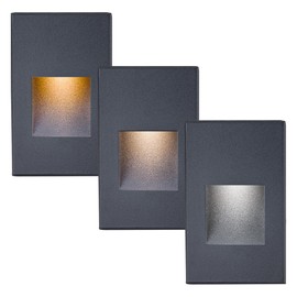 TUMUPSM Step Lights Outdoor Indoor LED 12V Low Voltage, 3 Color Adjustable 3000K/4000K/5000K 4W Stair Lights, 150LM IP66 Waterproof Vertical Black Lights for Steps, 3-Pack