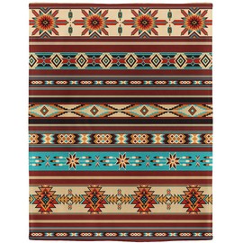 KLRIGR Soft Cozy Fleece Throw Blanket for Couch Aztec Ethnicity Vintage Geometric Colorful Stripes 40X50 Inches