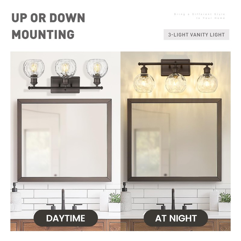 zeyu Farmhouse 3 Light Vanity Lighting, 21.4'' Bathroom Mirror Wall