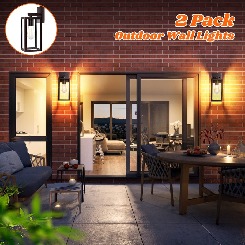 Brightever 2-Pack Outdoor Wall Light Fixtures, Brown Waterproof Anti-Rust Exterior