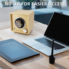 POHO Watch Winder for Automatic Watches, Automatic Watch Winder Box, PU-Leather Watch Pillows Hold, Single Watch Winder Case with Blue Light, Multi Modes for Women/Men's Watches