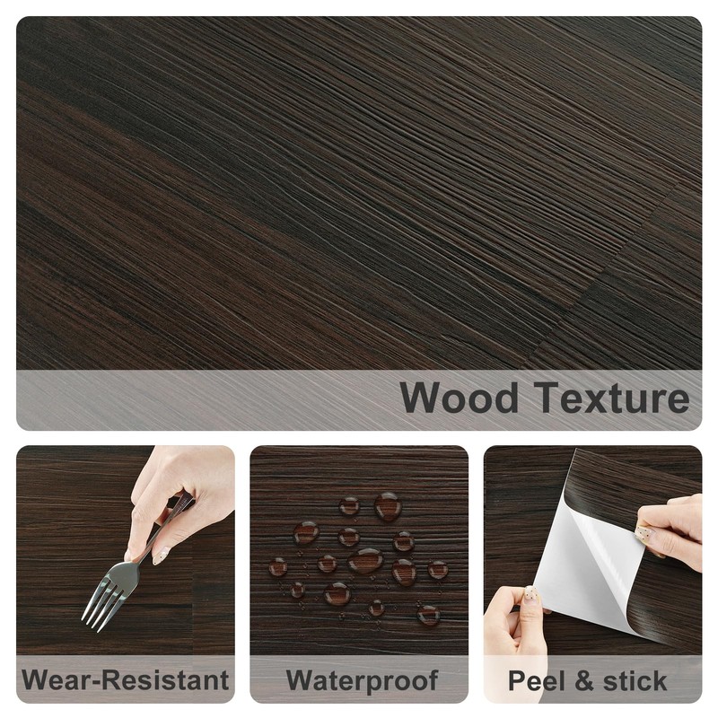 Wallderful 16 Pack Wood Peel and Stick Floor Tile Brown
